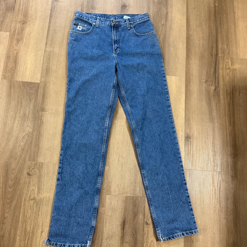 Vintage Rockies Slim High Waisted Western Jeans Medium Wash Straight Leg Size 13